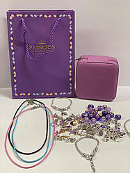 Набір прикрас, намистинок фіолетова в подарунковій коробці