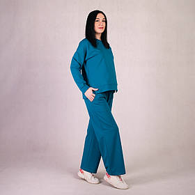 Стильний однотонний спортивний костюм для вагітних двонитка розмір 46/48 (M/L) Tiana Морська хвиля