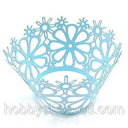 Ажурна накладка для декору кексів, мафінів, капкейків, блакитний, фото 1