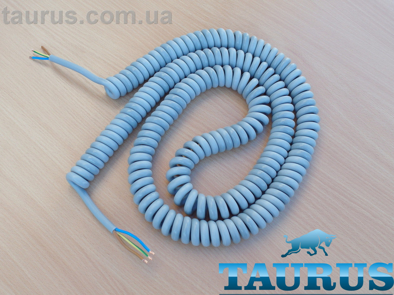 Кабель спіральний сірий ThermoPulse Power Gray 1,5m 3G1.5 / розтягнення до 9 м. Потужність до 3500W. Мідь