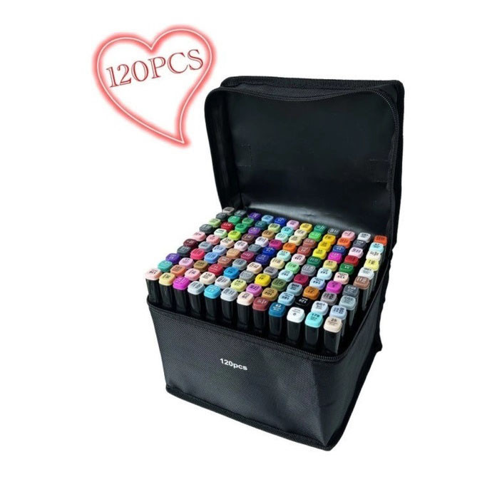 Набір спиртових маркерів Touch 120 шт - художній пластиковий комплект, фото 1