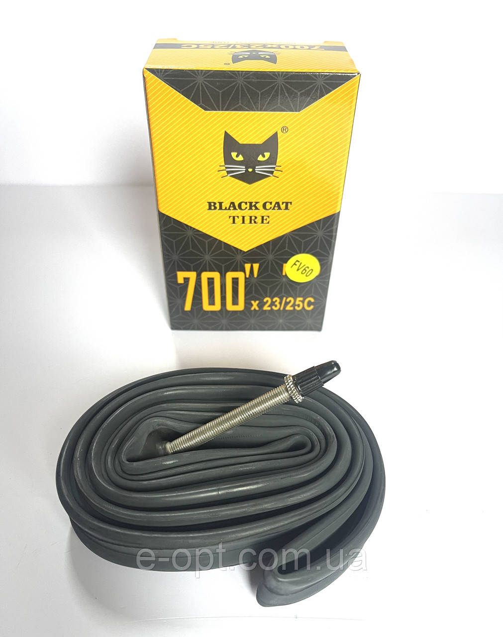 Камера 700x23/25 ( FV60 француз )BLACK CAT. Велокамери 700х23. Велокамера 700х25, фото 1