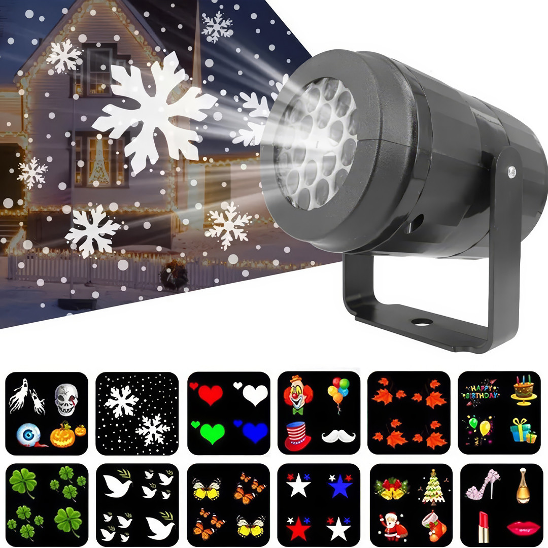 Вуличний різдвяний світлодіодний проектор LED Projection Lamp HA-98 Різдвяний проектор 16 візерунків, фото 1