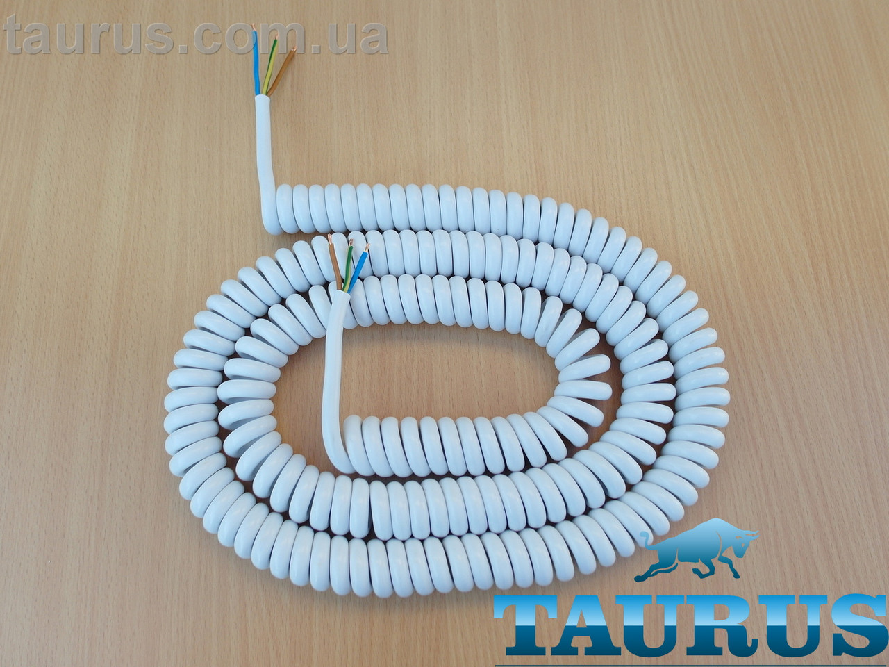 Кабель спіральний білий ThermoPulse Power White 1.5m 3G1.5 /розтягнення до 9 м. Потужність до 3500W. Мідь