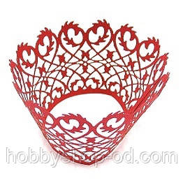 Ажурна накладка для декору кексів, мафінів, капкейків, червоний, фото 1