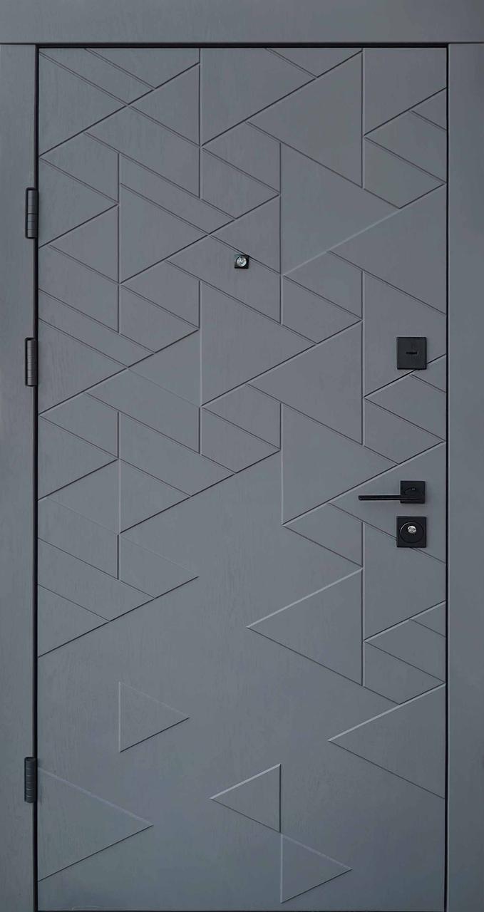 Вхідні двері Qdoors Ультра Фрост грифель структури софт біле дерево 850х2040 мм