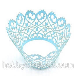 Ажурна накладка для декору кексів, мафінів, капкейків, блакитний, фото 1