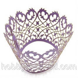 Ажурна накладка для декору кексів, мафінів, капкейків, фіолетовий, фото 1