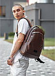 Коричневий чоловічий рюкзак з матової еко-шкіри міський, повсякденний, для ноутбука 15.6, фото 2
