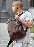 Коричневий чоловічий рюкзак з матової еко-шкіри міський, повсякденний, для ноутбука 15.6, фото 3