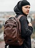 Коричневий чоловічий рюкзак з матової еко-шкіри міський, повсякденний, для ноутбука 15.6, фото 7