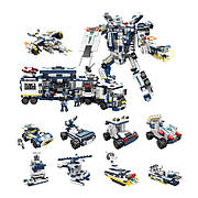 Конструктор Cogo Police 8 в 3 Робот-поліцейський 3059, трейлер, трансформер, літак, техніка 812 дітей, блоковий