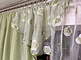 Зелена тюль. Зелена коротка тюль. Зелена тюль на кухню. Занавіски на кухню. Штори в кухню, фото 4
