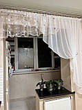 Готова тюль на кухню. Фіранка для кухні. Коротка тюль. Тюль до підвіконня. Штори на кухню, фото 5