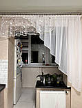 Готова тюль на кухню. Фіранка для кухні. Коротка тюль. Тюль до підвіконня. Штори на кухню, фото 2