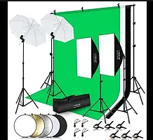 Комплект для фотографування софтбоксу з фоном, відбивачем, штативом LED Light Studio PULUZ PKT3112EU