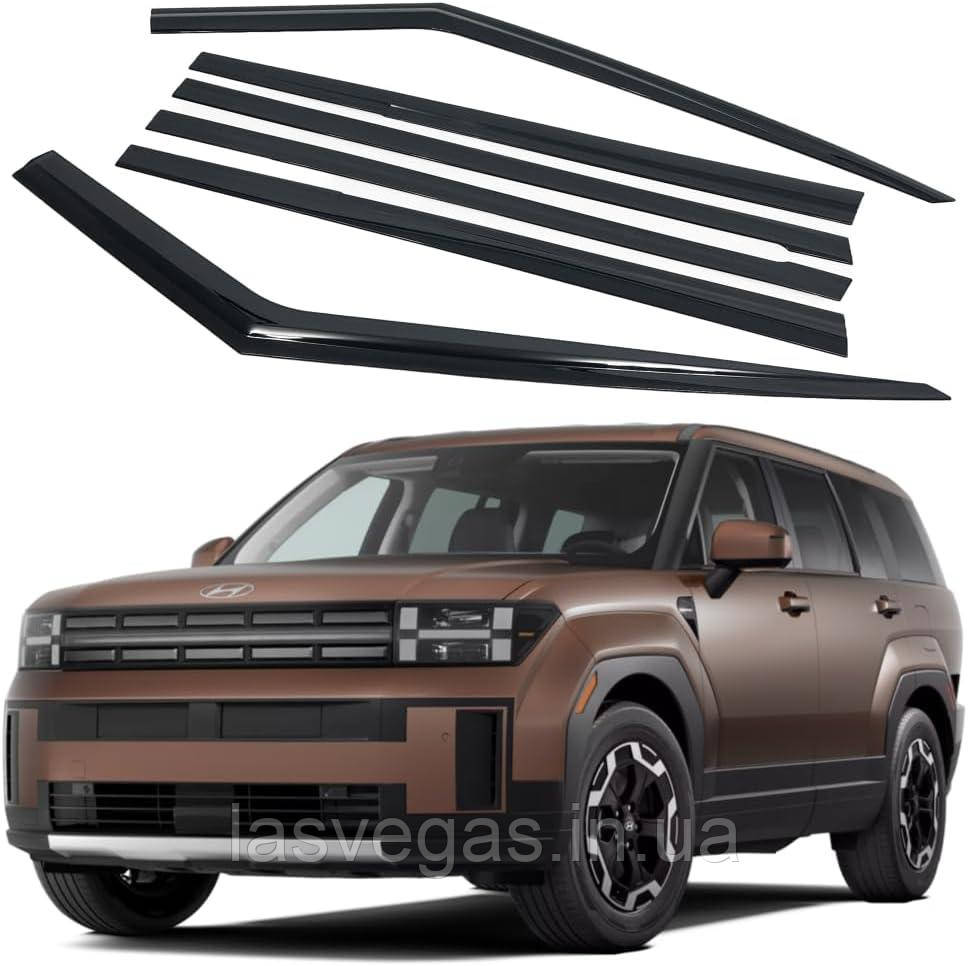 Дефлектори вікон (вітровики) Hyundai Santa Fe 2023- (6шт./Autoclover/Корея), фото 1