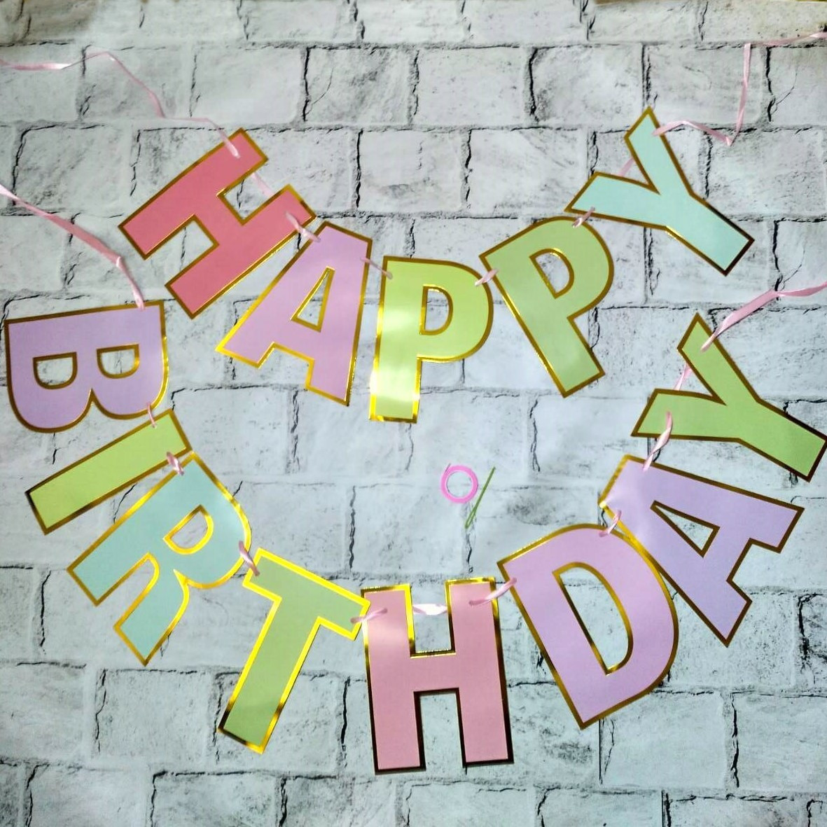 Гірлянда-розтяжка літери Happy Birthday Макарунс 3,5 м Різнокольрова MR-2363