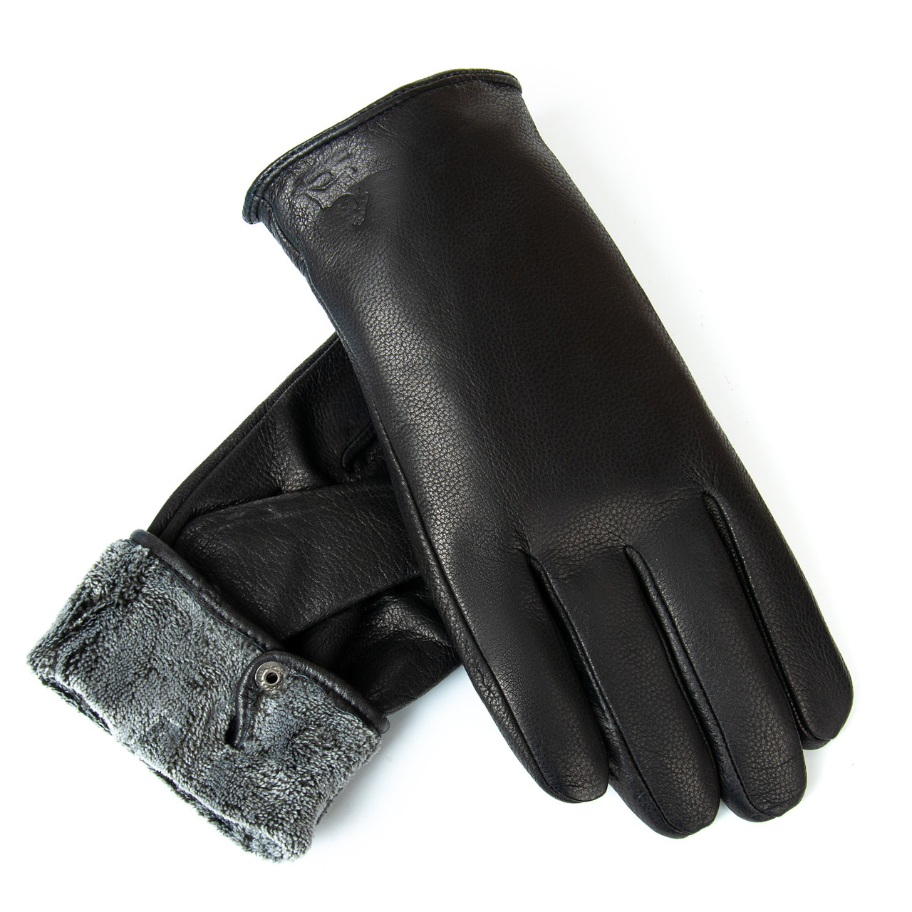 Рукавичка Чоловіча шкіра-олінь S-112 black махра.  Чоловічі шкіряні рукавички оптом Одеса 7 км, фото 1