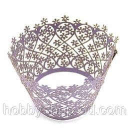 Ажурна накладка для декору кексів, мафінів, капкейків, фіолетовий, фото 1