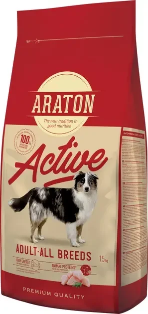 Сухий корм для активних собак Araton Active All Breeds з куркою 15 кг