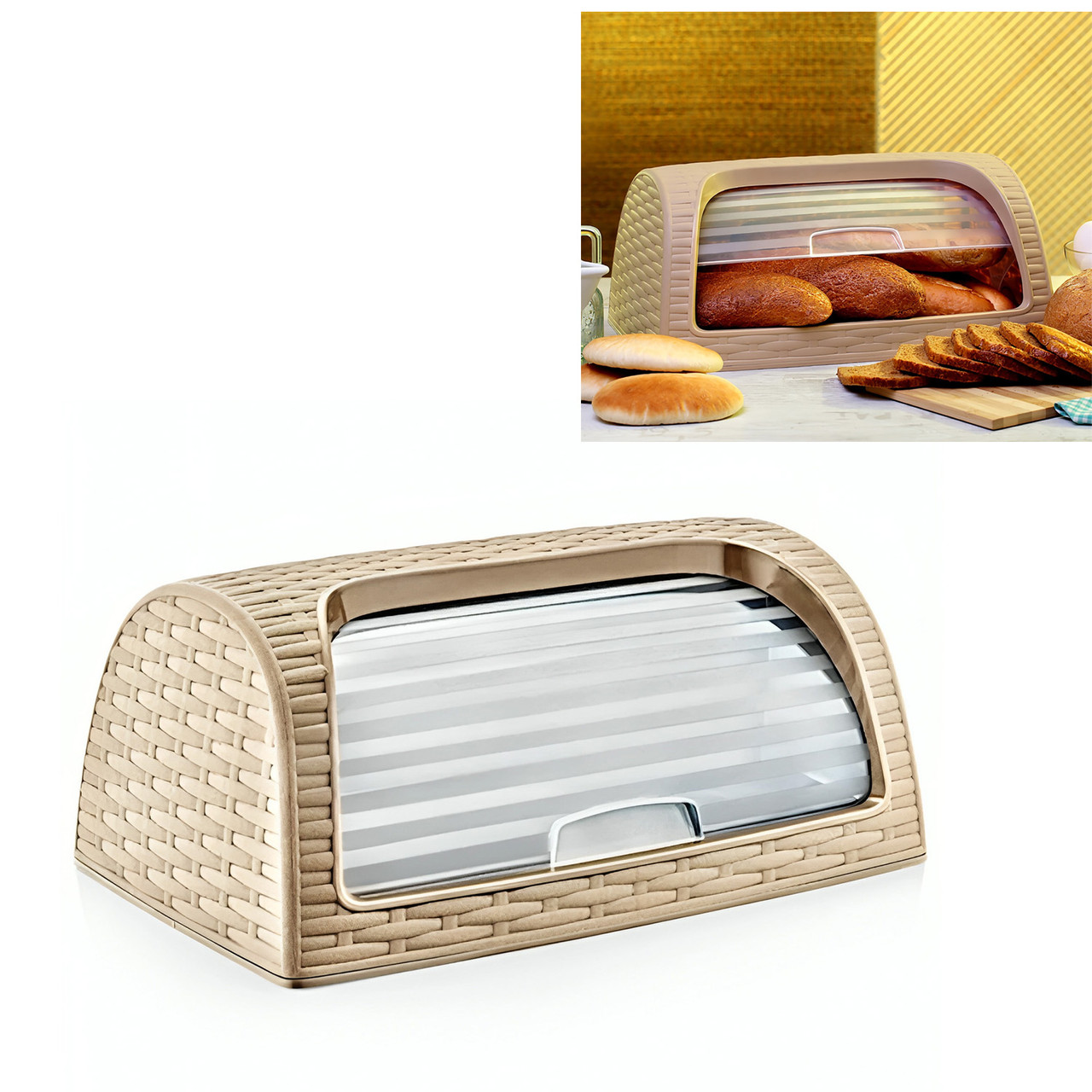 Пластикова хлібниця "Ротанг" Fresca 43.5х28.5х20 см