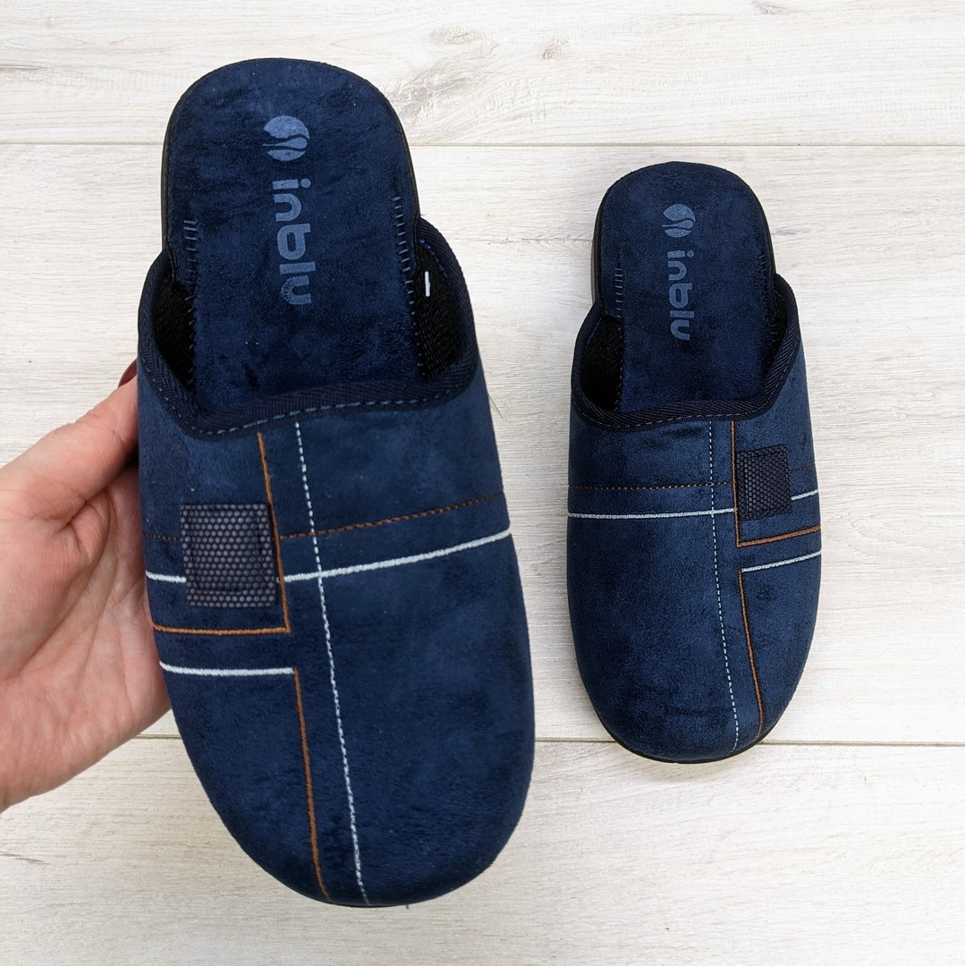 Тапочки чоловічі Inblu велюрові закриті сині 3783