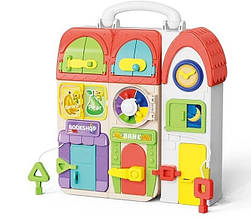 Пластиковий розкладний бізіборд зі світолом і звуком Будиночок