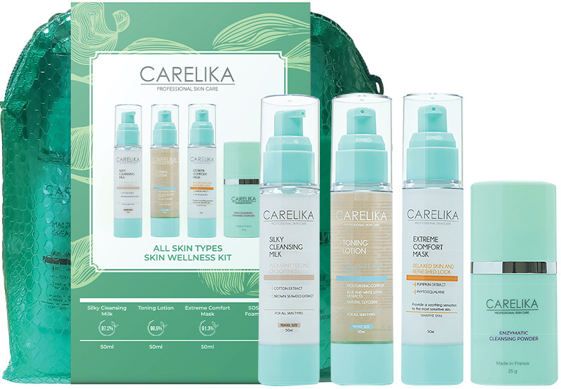 Набір для всіх типів шкіри обличчя Skin Welness CARELIKA, (50 мл/50 мл/50 мл/25г)