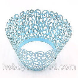Ажурна накладка для декору кексів, мафінів, капкейків, блакитний, фото 1