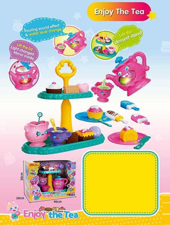 Набір посуду 35639 (8/2) музичний чайник, кольорове підсвічування, 2 режими роботи, перемикач мелодій, звукові ефекти, люстерко,