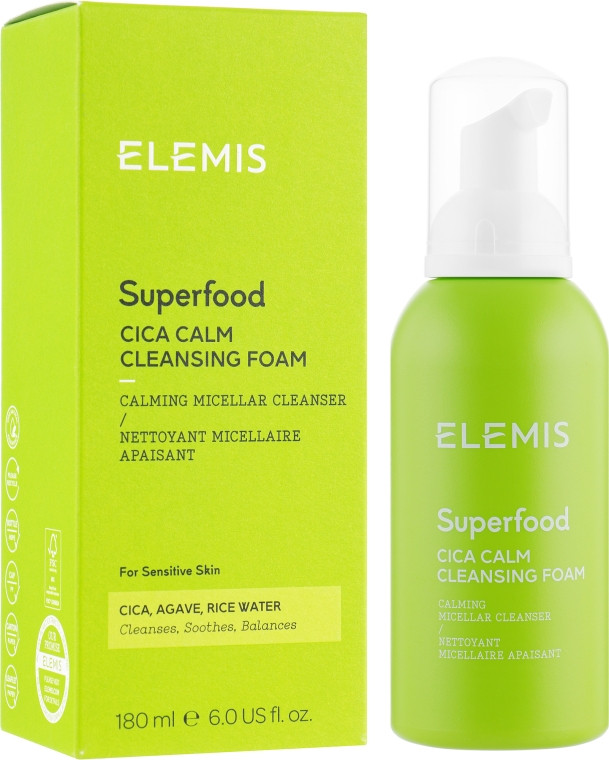 Заспокійлива міцелярна пінка для вмивання ELEMIS Superfood Cica Calm Cleansing Foam 180 мл