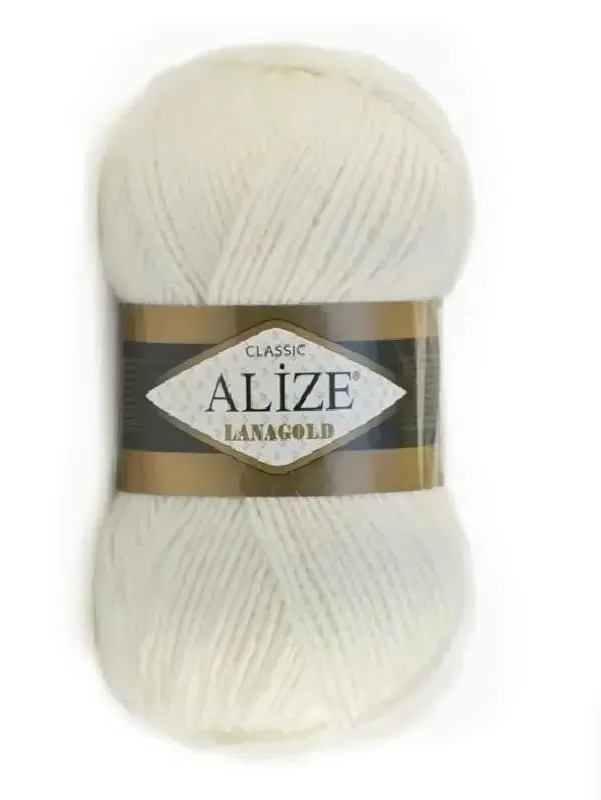 LanaGold-55 Біла  Пряжа ALIZE Lana Gold