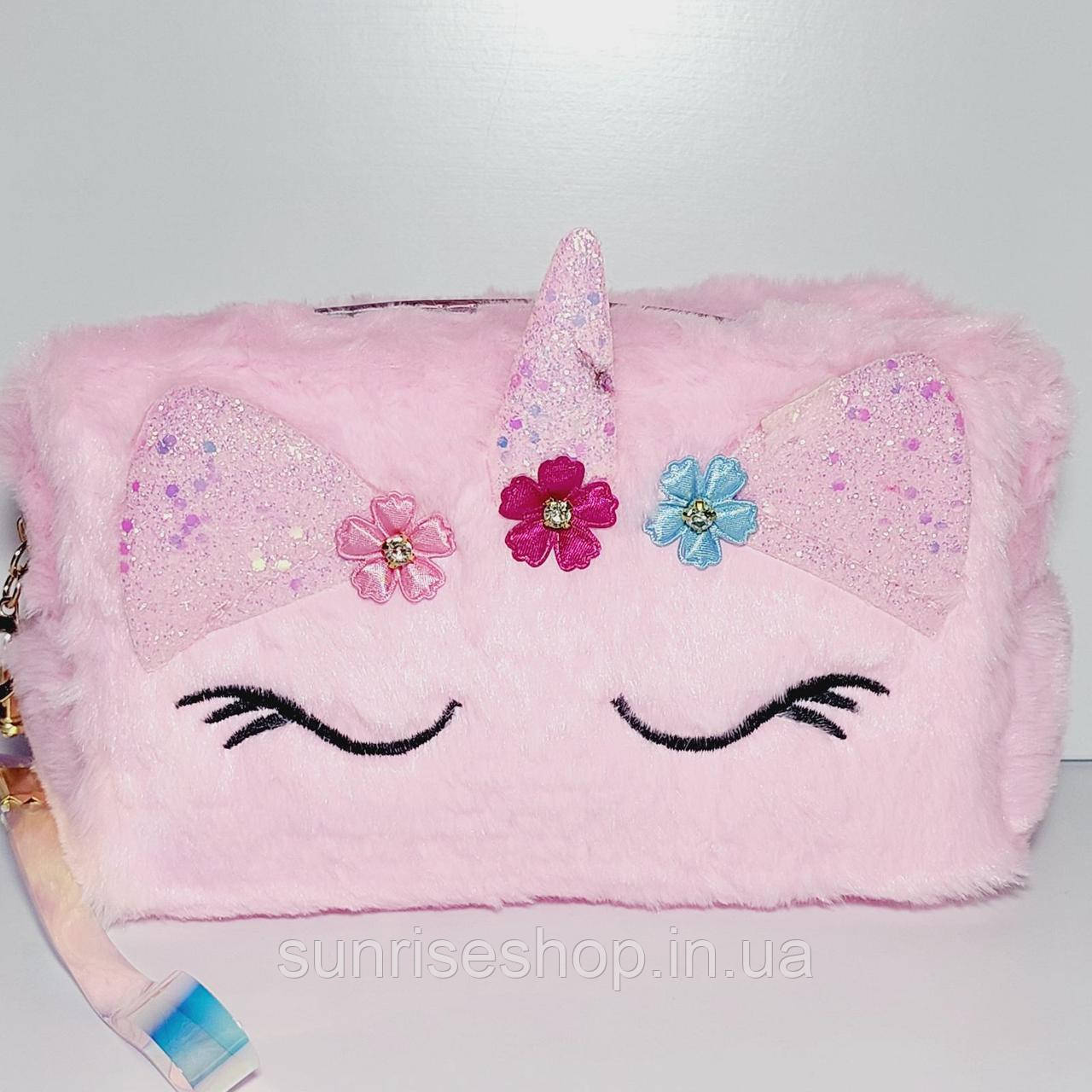 Косметичка штучне хутро форма бочонок