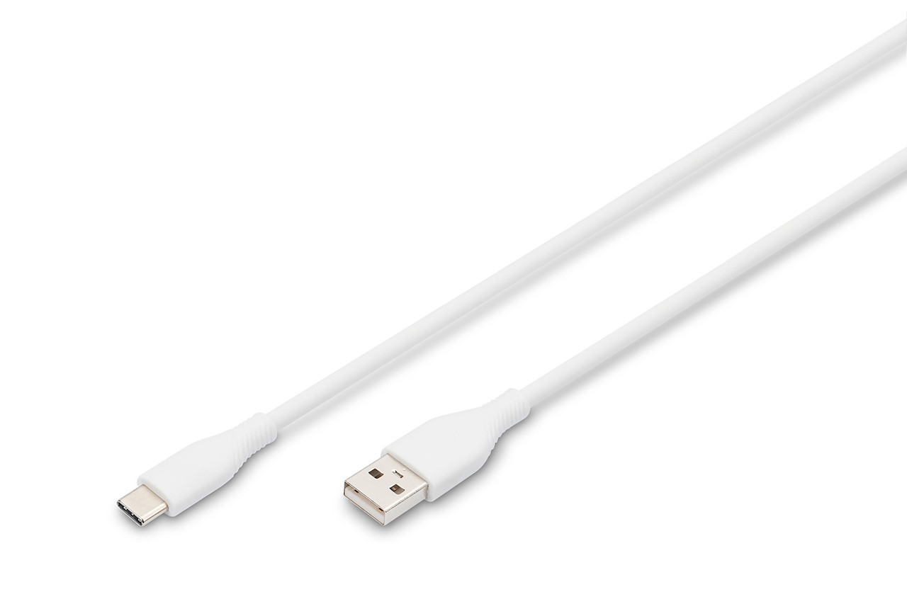 Digitus Кабель USB-A > USB-C заряджання/синхронізації, 1м, USB 2.0, 60W, силіконовий, білий