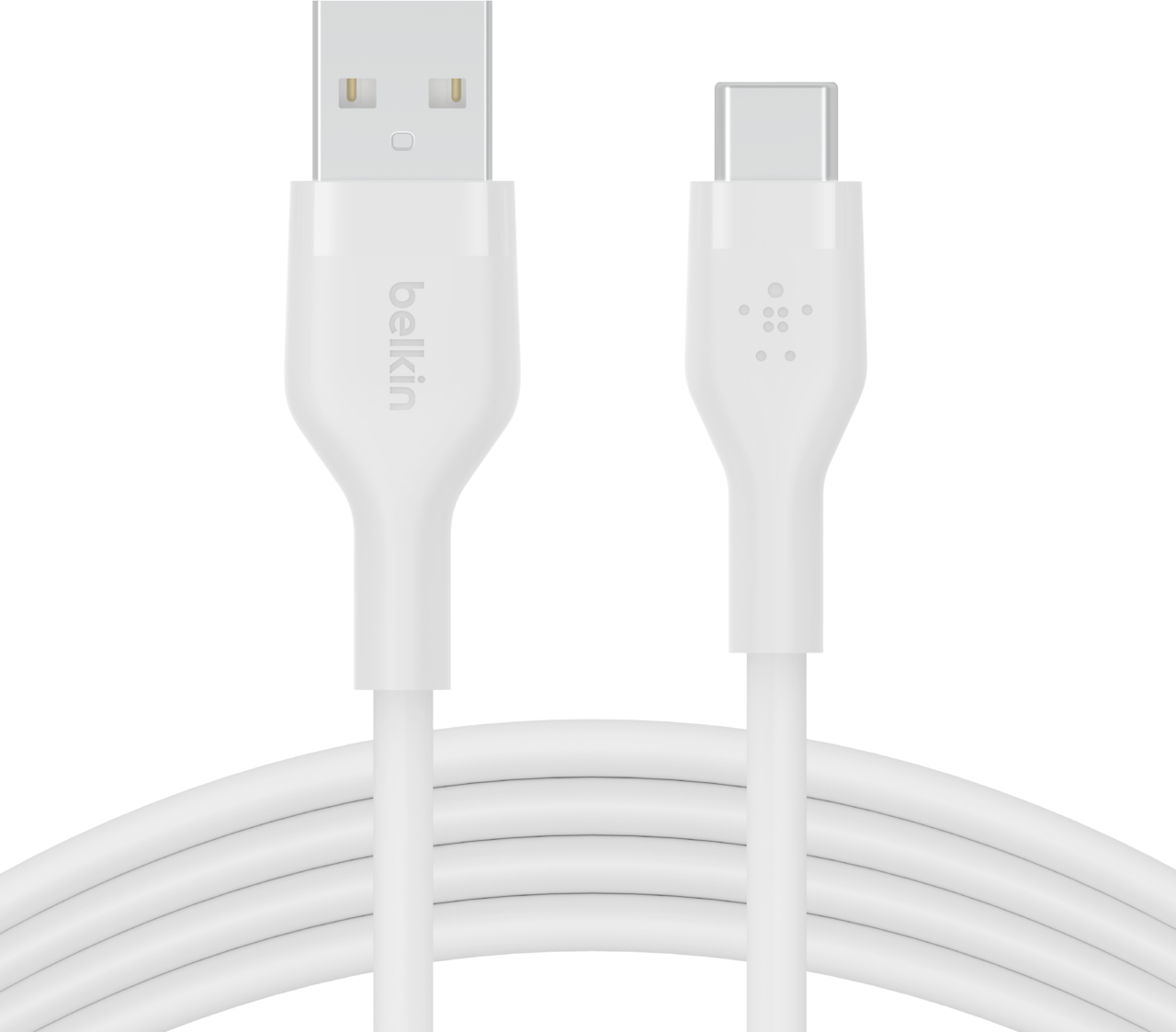 Belkin Кабель USB-A > USB-C заряджання/синхронізації 1м, 60Вт, Type-C, силіконовий з кліпсою, білий
