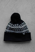 Чорна тепла шапка із орнаментом Staff black & white