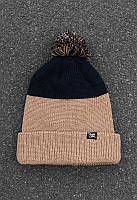 Двоколірна зимова шапка Staff beige & black