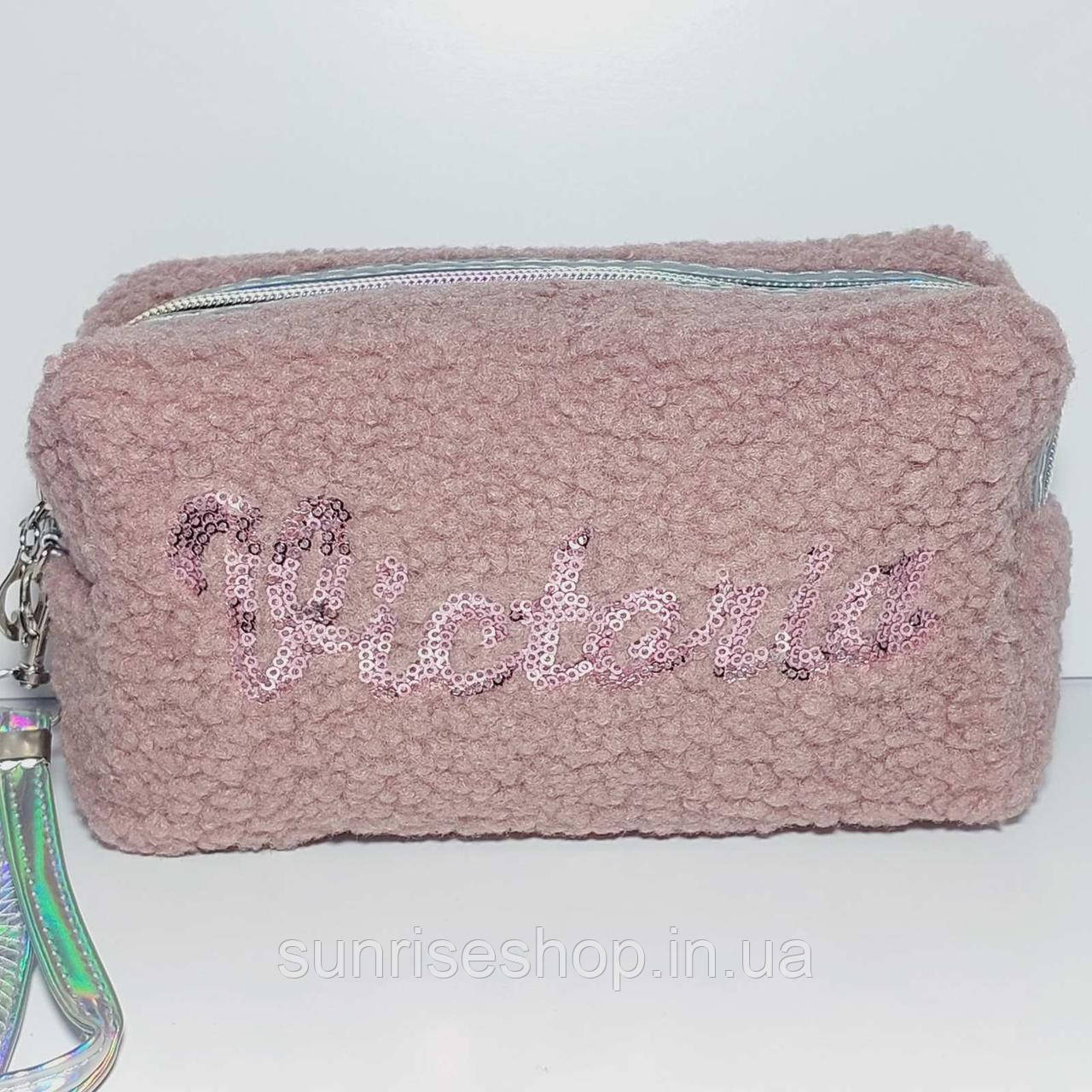 Косметичка штучне хутро форма бочонок