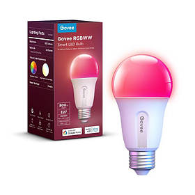 Govee Лампа розумна H6004, E27, 8W, 800Lm, RGB, WI-FI/Bluetooth, білий