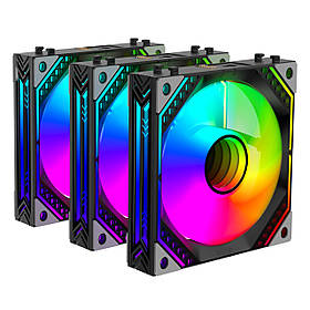 2E Gaming Корпусний вентилятор 2E GAMING Air Cool ACF120MB-ARGB, 3x120мм, 2000rpm, 4pin PWM +5VARGB, 20.5dBa,