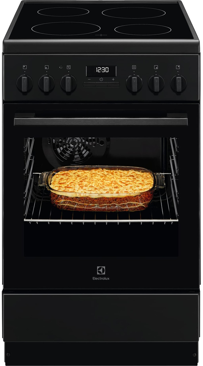 Electrolux Плита електрична склокерамічна, 57л, 50x60см, дисплей, конвекція, чорний матовий, фото 1