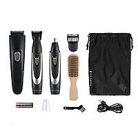 Remington Набір тримерів WORKS, для бороди, вусів, носа та вух, чохол, гребінець, сталь, чорний