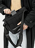 Містка чоловіча чорна сумка наплічна, з довгим ременем через плече, повсякденна, для документів, ноутбуку, фото 9