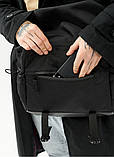 Містка чоловіча чорна сумка наплічна, з довгим ременем через плече, повсякденна, для документів, ноутбуку, фото 8