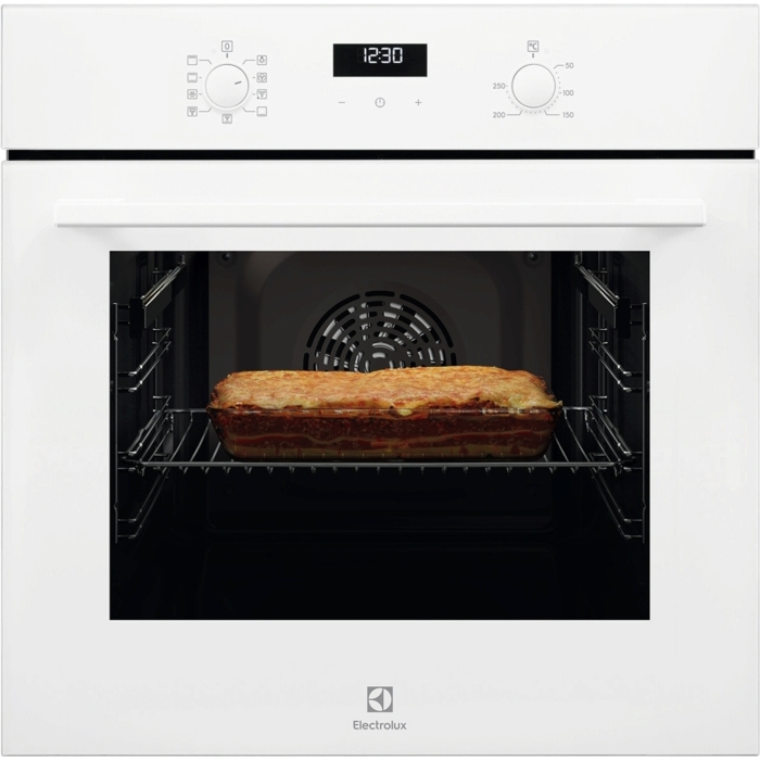 Electrolux Духовой шкаф электрический, 65л, A, дисплей, конвекция, телескопические направляющие, белый