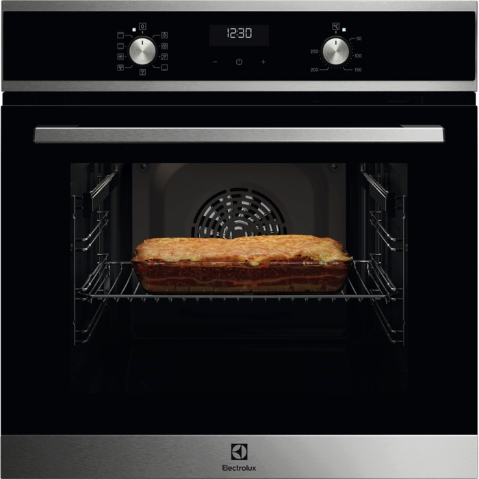 Electrolux Духова шафа електрична, 65л, A, дисплей, конвекція, телескопічні напрямні, чорний