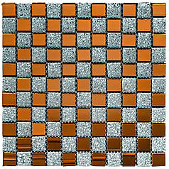 Мозаїка з декоративного скла 298х298х4,5мм Сірий+оранж SW-00002361