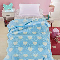 Дитячий плед Квіткове серце , блакитний 105х135