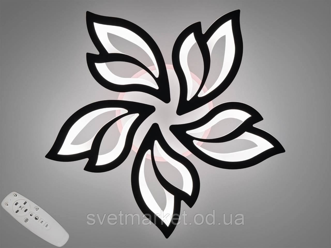 Стельова світлодіодна люстра в чорно-білому кольорі 8165/5BK LED 3color dimmer, фото 1